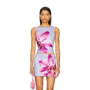 Runway the Label Orchid Skirt Set Floral Print Crop Top and Skirt Set (S/M)